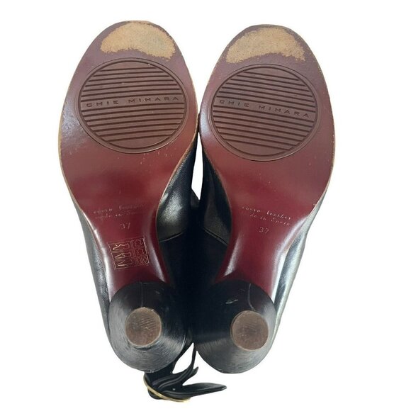 Chie Mihara Women's Sz 37 Black Leather Wrap Ankle Strap  Heels 6.5 - Picture 12 of 12